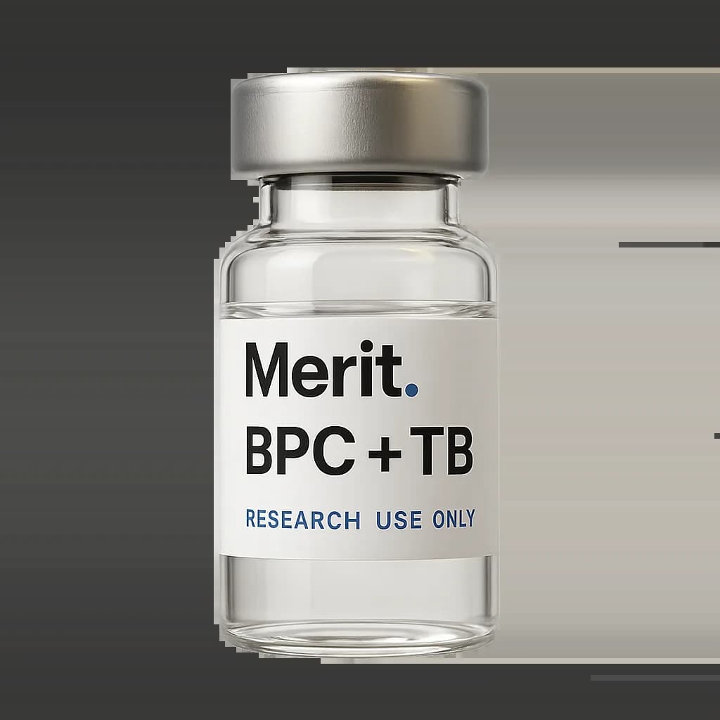 Merit BPC + TB vial — transparent label, lyophilized
