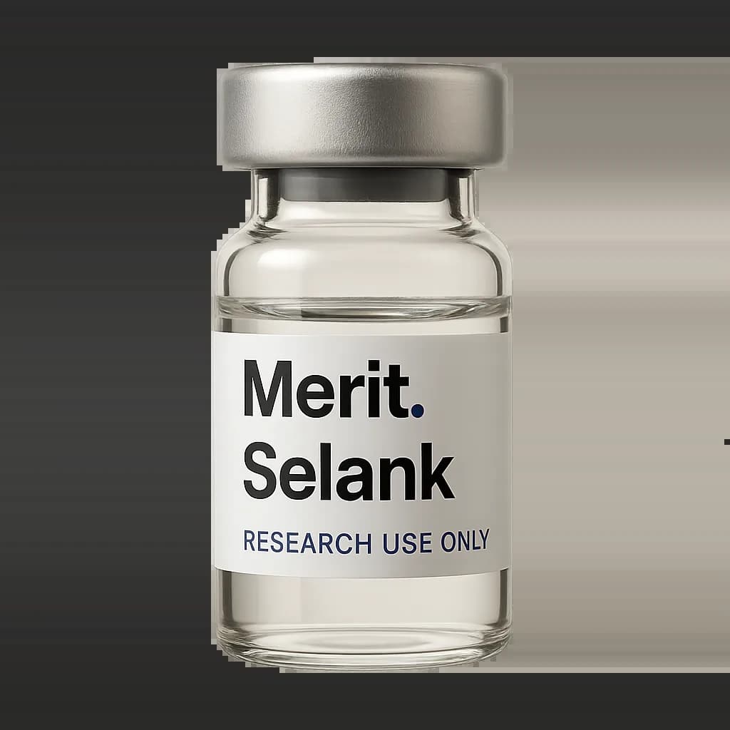 Merit Selank vial — transparent label, lyophilized