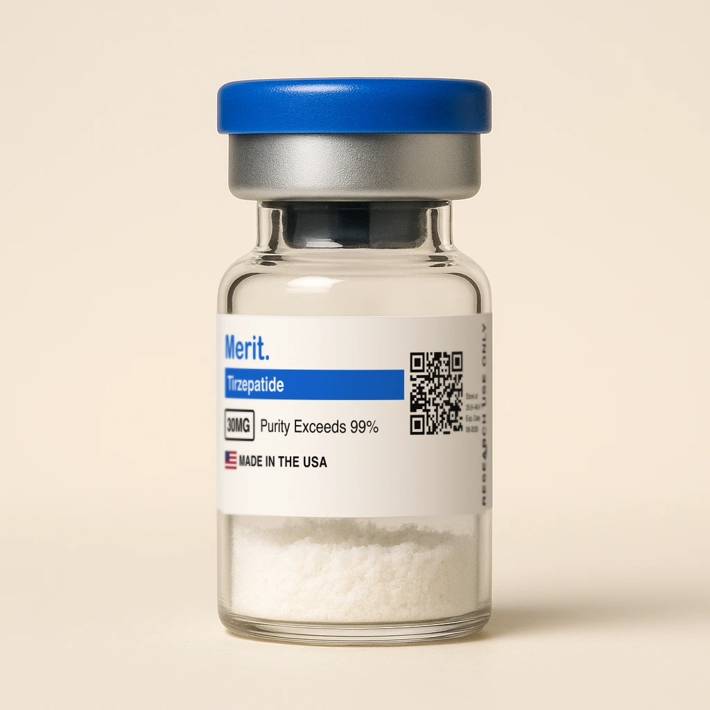 Tirzepatide 30 mg — ≥99% HPLC, Scan-to-Verify COA · Merit Sciences